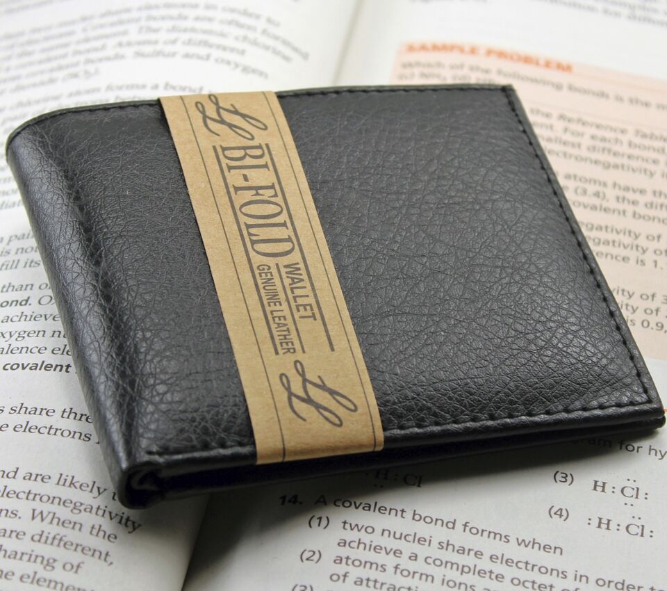 New Mens Bifold Genuine Leather Wallet Multi Credit Card ID License Slim Black