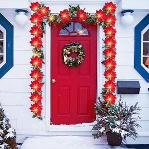 Christmas Garland With Lights Stair Fireplace Tree Light Indoor Outdoor Decor