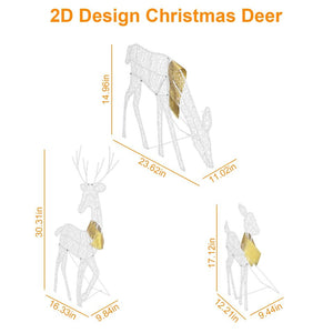 3 Sets Christmas Lighted Reindeers Family Xmas Decor Deer Light Indoor Outdoor