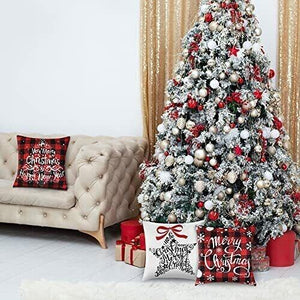 4 Pack Christmas Throw Pillow Covers Christmas Decorations for Bedroom 18 x18 inches