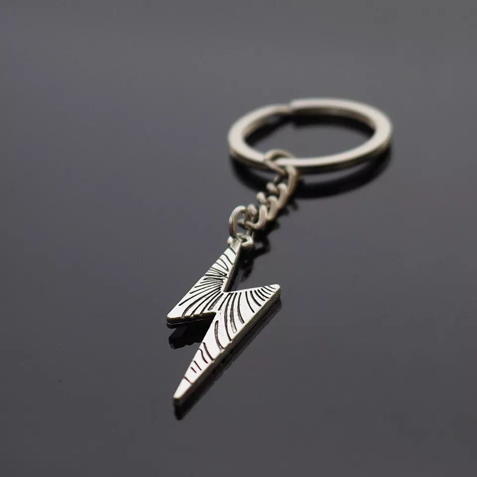 Lightning Bolt Electric Shock Silver Pendant Charm Keychain Key Chain Love Gift