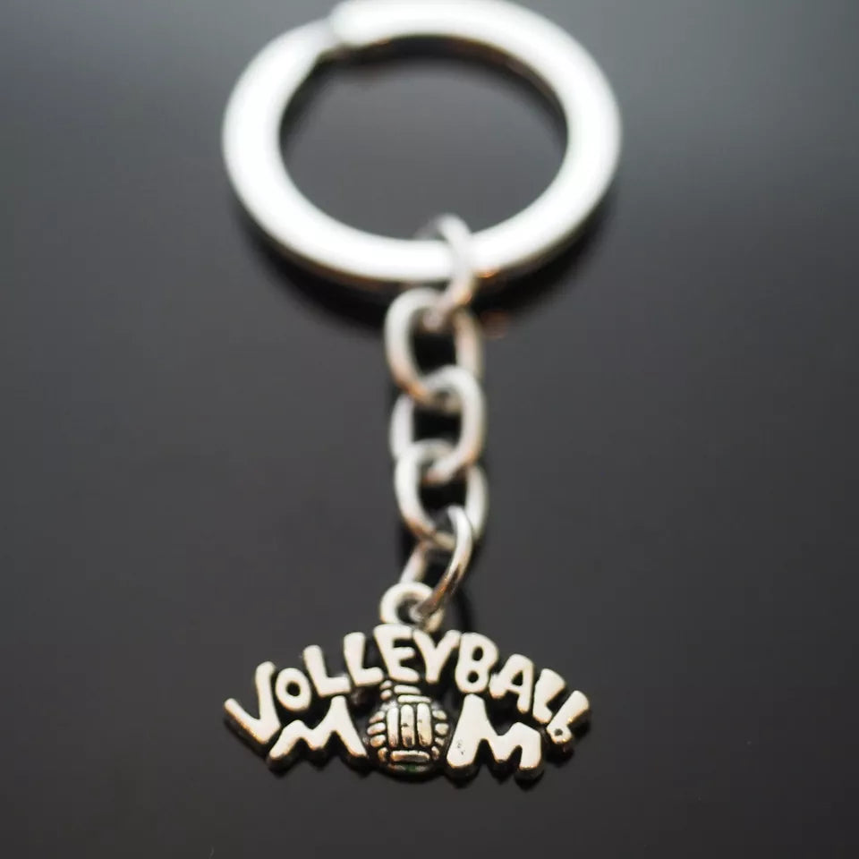 Volleyball Mom - Key Chain Silver Pendant Keychain Coach Teacher Player Gift