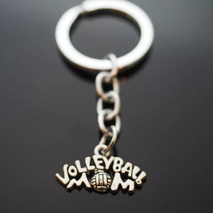Volleyball Mom - Key Chain Silver Pendant Keychain Coach Teacher Player Gift