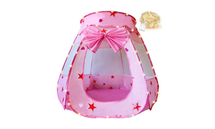 Pop up Play tent for kids - bonus fairy string lights.