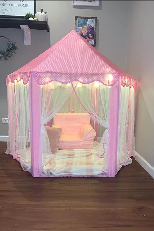 New Princess tent for kids bonus star string lights