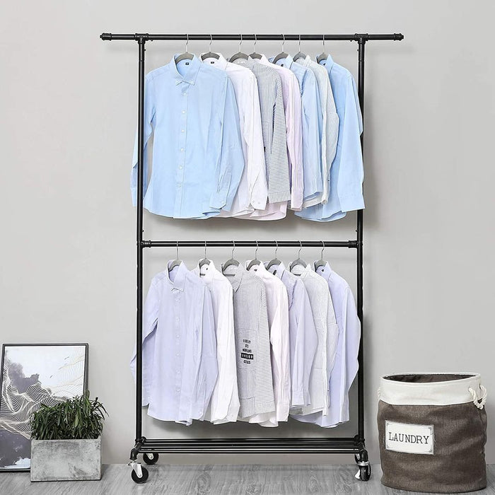 New Metal Heavy Duty Rack With Wheels To Display Clothes Garment A48 Organizer