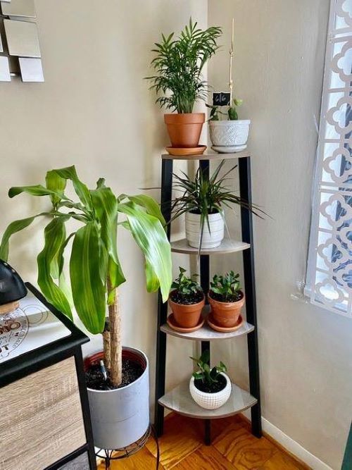 New In Box 4 Tier Grey Corner Ladder Shelf B10 Organizer