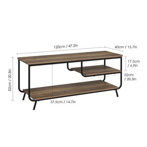 Stylish TV Stand for TVs up to 50 inches Entertainment Center Rigid Metal Frame 2 Shelving Areas