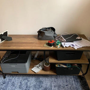 Stylish TV Stand for TVs up to 50 inches Entertainment Center Rigid Metal Frame 2 Shelving Areas