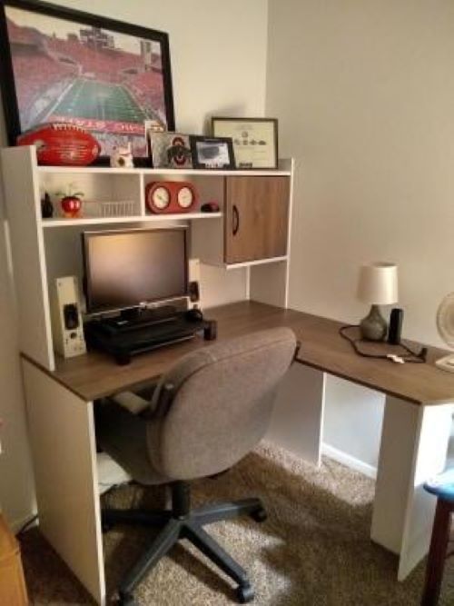 Corner L Shaped Desk Home Office Or Student Workstation Hutch White