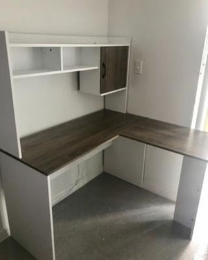 Corner L Shaped Desk Home Office Or Student Workstation Hutch White
