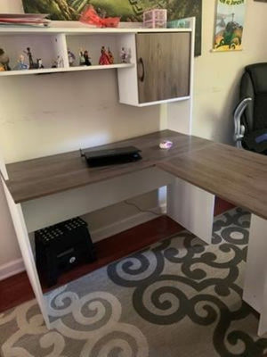 Corner L Shaped Desk Home Office Or Student Workstation Hutch White