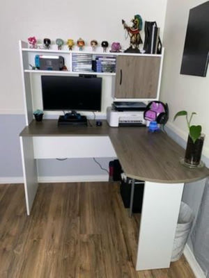 Corner L Shaped Desk Home Office Or Student Workstation Hutch White