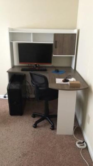 Corner L Shaped Desk Home Office Or Student Workstation Hutch White