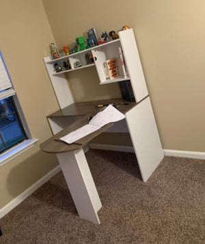 Corner L Shaped Desk Home Office Or Student Workstation Hutch White