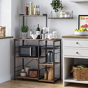 ⚡️NEW Baker’s Rack with Shelves, Kitchen Shelf with Wire Basket, 6 S- #2914 🌷