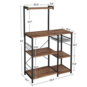 ⚡️NEW Baker’s Rack with Shelves, Kitchen Shelf with Wire Basket, 6 S- #2914 🌷