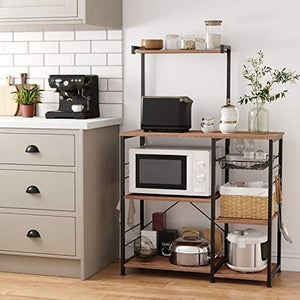 ⚡️NEW Baker’s Rack with Shelves, Kitchen Shelf with Wire Basket, 6 S- #2914 🌷