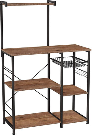 ⚡️NEW Baker’s Rack with Shelves, Kitchen Shelf with Wire Basket, 6 S- #2914 🌷