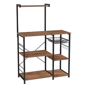 ⚡️NEW Baker’s Rack with Shelves, Kitchen Shelf with Wire Basket, 6 S- #2914 🌷