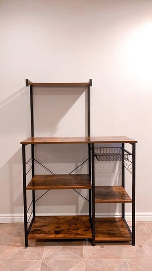 ⚡️NEW Baker’s Rack with Shelves, Kitchen Shelf with Wire Basket, 6 S- #2914 🌷