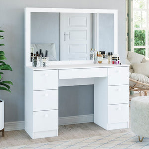 ⚡️NEW Holywood Modern Vanity Table with Mirror and 7 Drawers, White finish #2994 🌷