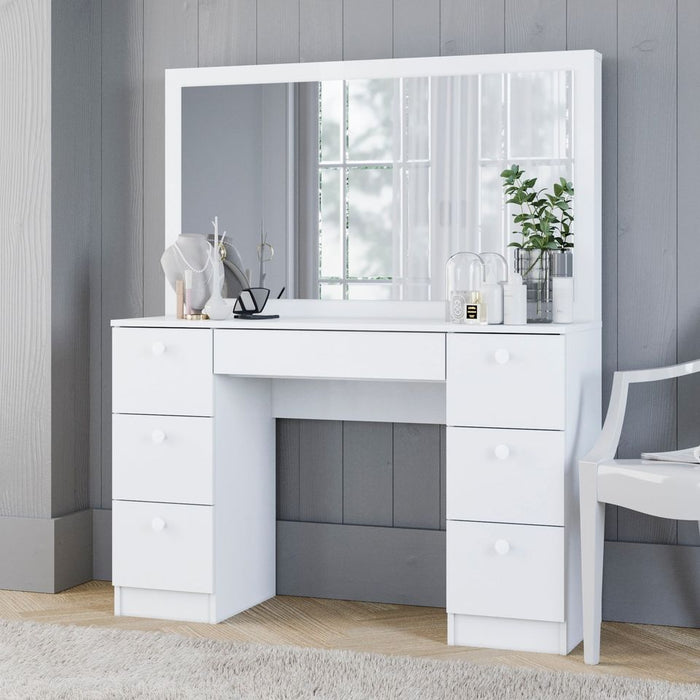 ⚡️NEW Holywood Modern Vanity Table with Mirror and 7 Drawers, White finish #2994 🌷