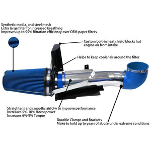 ✅4" Cold Air Intake Pipe/Kit & Heat Shield For 99-06 GMC/Chevy V8 4.8L/5.3L/6.0L