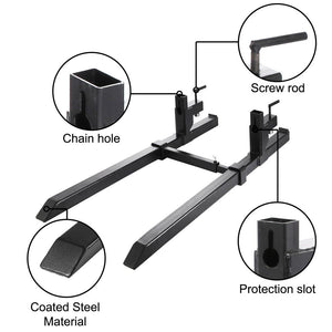 Pallet Forks 2000 lbs Adjustable Stabilizer Bar Loaders, Tractors, Skid Steers Bucket Mounted 43"