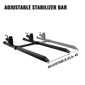 Pallet Forks 2000 lbs Adjustable Stabilizer Bar Loaders, Tractors, Skid Steers Bucket Mounted 43"