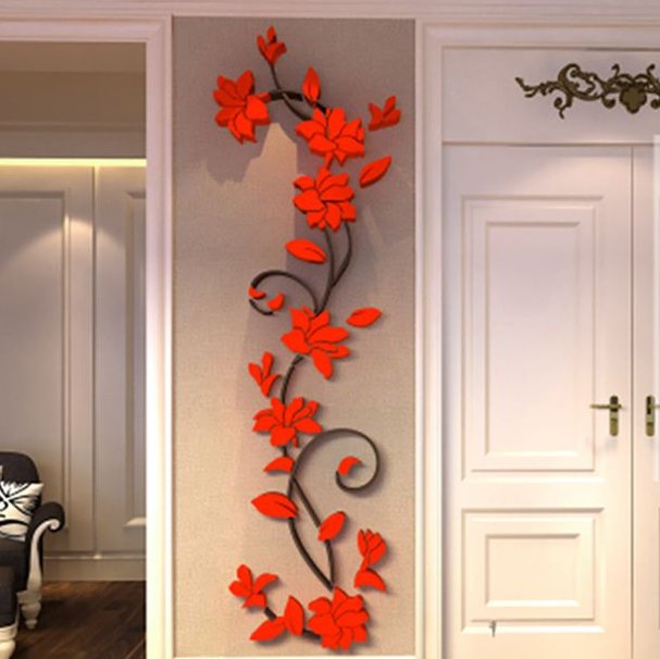 3D Wall Art Flower DIY Mirror Vinyl Decals Stickers Home Decor
