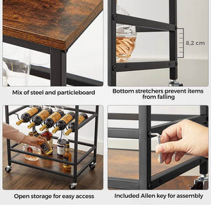 Rustic Brown Bar Cart