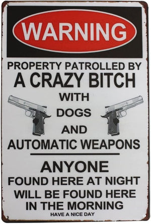 Large Retro Funny Metal Sign, Warning Signs for Property, Yard , Garden