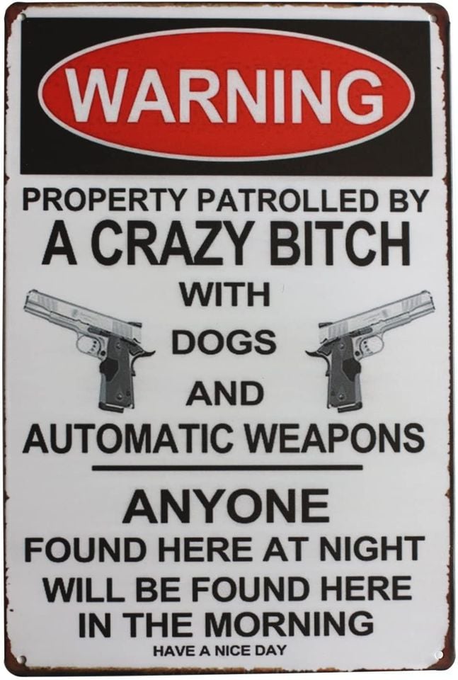 Large Retro Funny Metal Sign, Warning Signs for Property, Yard , Garden