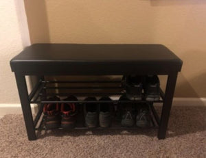 Shoe Bench, 3-Tier Shoe Rack for Entryway, Storage Organizer with Foam Padded Seat
