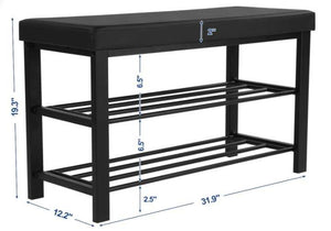 Shoe Bench, 3-Tier Shoe Rack for Entryway, Storage Organizer with Foam Padded Seat