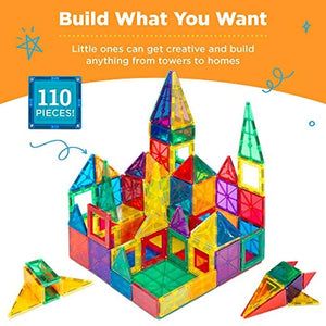 ⚡️NEW 📣 110-Piece Kids Colorful Magnetic Tiles Set 3D Construction Magnet Building #9778 🌷