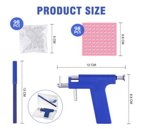 98 Studs Professional Ear Piercing Body Nose Navel Tool Jewelry Kit Set
