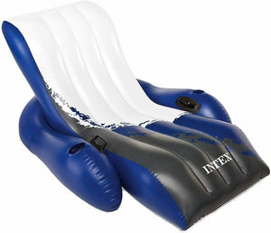 Intex Floating Recliner Inflatable Swimming Pool Lounge Raft w/ 2 Cup Holders