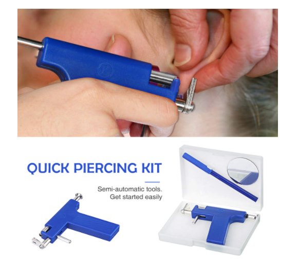 98 Studs Professional Ear Piercing Body Nose Navel Tool Jewelry Kit Set