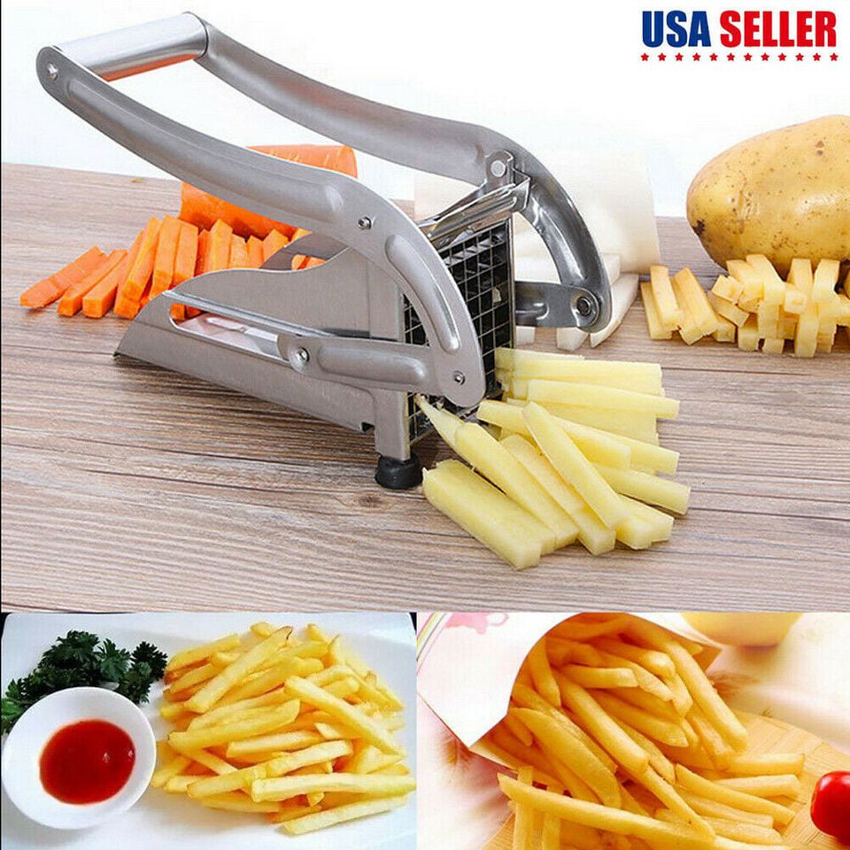 Stainless Steel French Fry Cutter Potato Vegetable Slicer Chopper 2 Blades