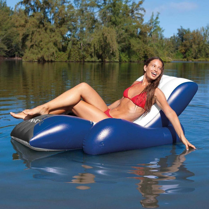 Intex Floating Recliner Inflatable Swimming Pool Lounge Raft w/ 2 Cup Holders