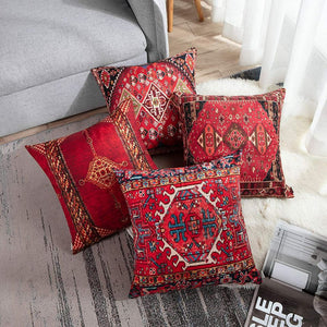 Set of 4 Oriental Persian Throw Pillow Covers 18x18 - Red Tribal