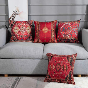 Set of 4 Oriental Persian Throw Pillow Covers 18x18 - Red Tribal