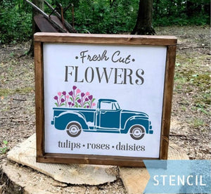8 Farmhouse Stencils Farm Theme Reusable for Painting on Wood Cow/ Sunflower Vintage Truck 8x8