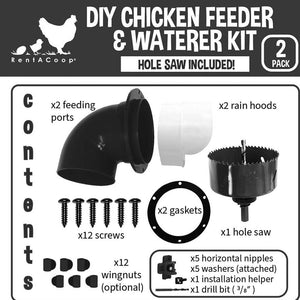 DIY Auto Chicken Bird Feeder w/ Waterer Kit For Coop Farm Garden Includes Holesaw Bit