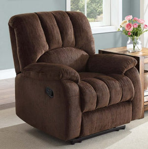 Recliner with Pocketed Comfort Coils, Brown Fabric