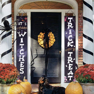 Halloween Door Decorations - Trick or Treat & It's October Witches Halloween Porch Decorations