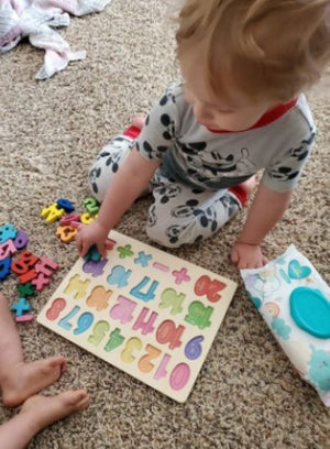 Wooden Alphabet Puzzles, ABC Puzzle Board for Toddlers 3-5 Years Old, Preschool Boys & Girls