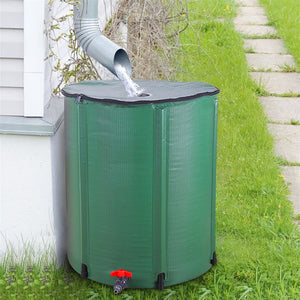 New 66 Gallon Folding Rain Barrel Water Collector Spigot Filter Green